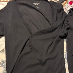 American Eagle Outfitters Charcoal V-Neck Women's Jersey